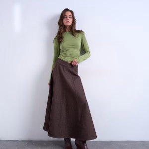 Topshop denim circle skirt in brow