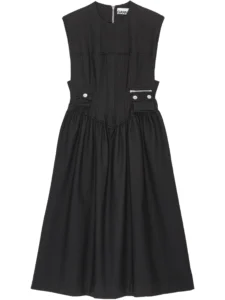 GANNI pleat-detailing midi dress