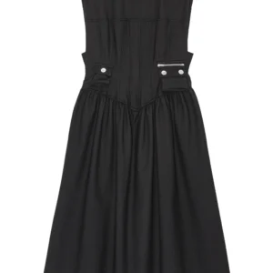 GANNI pleat-detailing midi dress