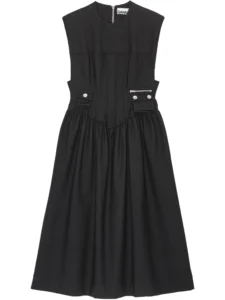 GANNI pleat-detailing midi dress