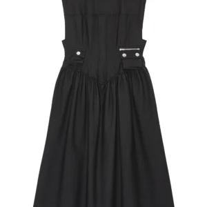 GANNI pleat-detailing midi dress