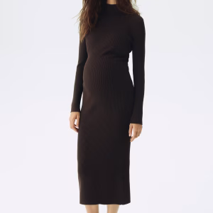 MAMA Rib-Knit Mock Turtleneck Dress
