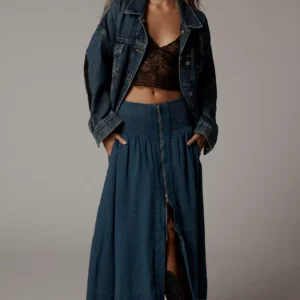 The Tommie Zip-Front Midi Skirt