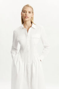 Agatha fitted shirt dress in orchid wht