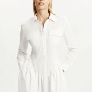 Agatha fitted shirt dress in orchid wht
