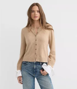 Poplin Tie Cuff Cardigan