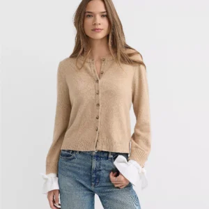 Poplin Tie Cuff Cardigan