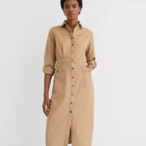 Twill Midi Pocket Shirtdress