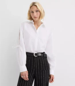 Poplin Tie Sleeve Tunic Shirt