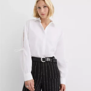 Poplin Tie Sleeve Tunic Shirt