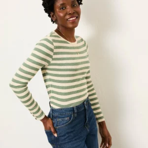 FatFace Callie Green Stripe Long Sleeve Top
