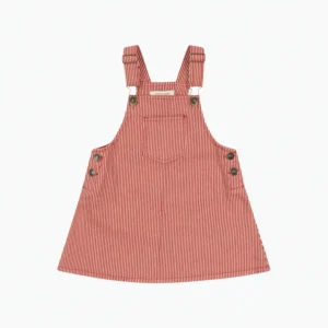 KONGES SLØJD Luc Spencer Overall Dress in Milk Rouge Stripe