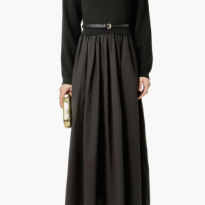 Belted Long Sleeve Dress English Factory