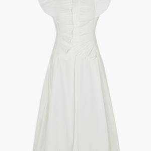 Pleated Ruffle Sleeve Woven Midi Dress Karen Millen