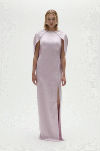 Satin Column Cape Dress