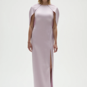 Satin Column Cape Dress