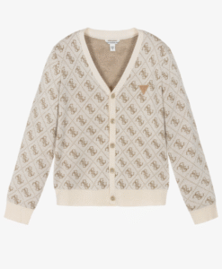 Guess Junior Boys Beige Knitted 4G Logo Cardigan