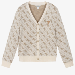 Guess Junior Boys Beige Knitted 4G Logo Cardigan