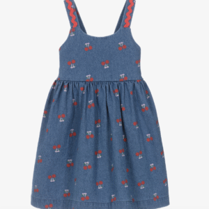 Rock Your Baby Girls Blue Denim Dress with Cherry Print