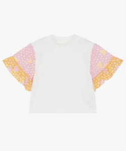 Stella McCartney Kids Girls Ivory Cotton Ruffle Sleeve T-Shirt