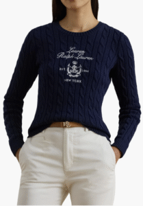 Cable Knit Embroidered Sweater Lauren Ralph Lauren