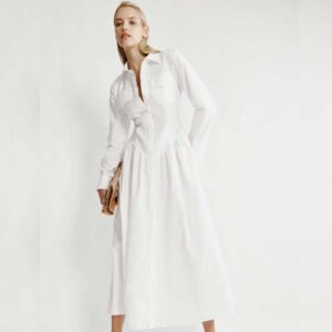 Agatha fitted shirt dress in orchid wht