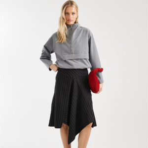 ASOS DESIGN dropped hem 90's midi skirt in pinstripes