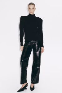 Fine-Knit Mock Turtleneck Top