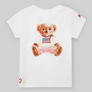 Baby Girls 3-24 Months Short Sleeve Americana Polo Bear Jersey T-Shirt