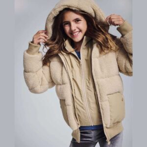 Beige Teddy Puffer Coat