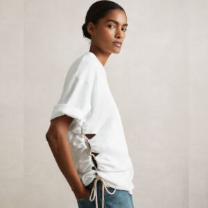 Berkeley Atelier Cotton Cut-Out Rope-Cord Top in White