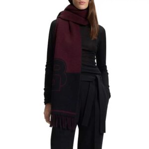 BOSS Wool-Blend Scarf with Double B Monogram