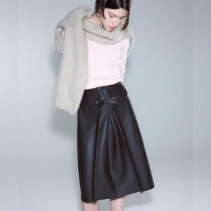 Bow-Front Skirt Dark brown