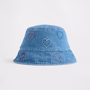 Baby Denim Embroidered Heart Bucket Hat