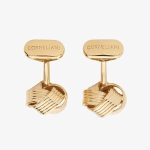 Code Knot-shaped brass cuff links in gold-tone