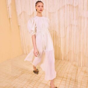 Collage Short Sleeve Midi Dress Pearl