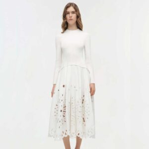 Daila Embroidered Knit Midi Dress