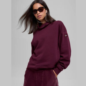Hazy Mock Neck Pullover Burgundy