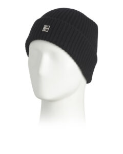 GIVENCHY Made In Italy Wool Blend Designer Beanie With Metal Patch