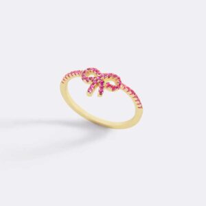 Pave Bow Ring 18k Gold Over Sterling Silver