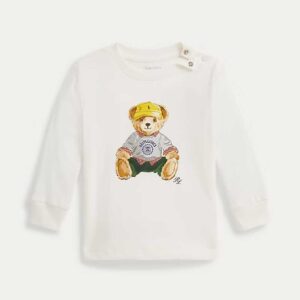 Polo Bear Cotton Long-Sleeve Tee White