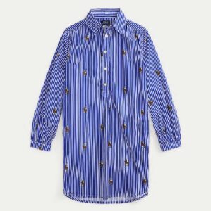 Polo Bear Striped Cotton Shirtdress