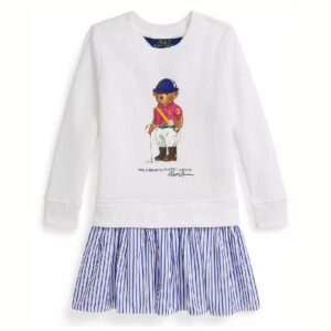 Polo Ralph Lauren Girls’ 2T-6X Polo Bear Striped Skirt Dress