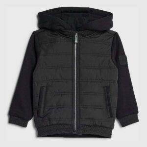 River Island Black Padded Hybrid Hood Jacket