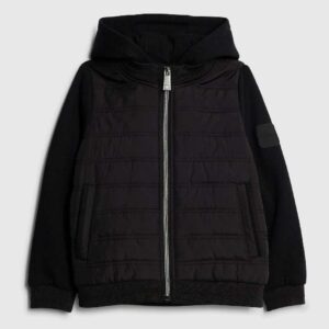 River Island Black Padded Hybrid Hoodie Jacket