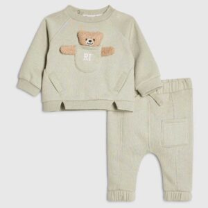 River Island Green Bear Pocket Sweatshirt and Leggings Set