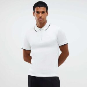 River Island White Muscle Fit Les Amis Stripe Polo Shirt