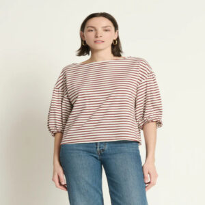 Sandra Boatneck Top Sable Stripe