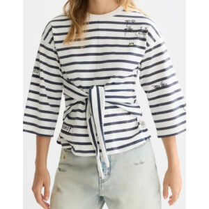Scotch & Soda x Basquiat Breton Stripe Belted T-Shirt