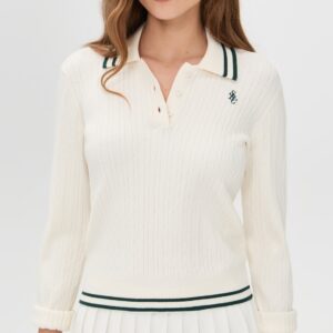 Sporty & Rich SRC Mini Cable Long Sleeve Polo